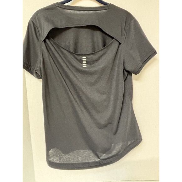 Under Armour Athletic T Shirt Women’s Large Black HeatGear Run Open Back Top - Picture 3 of 6